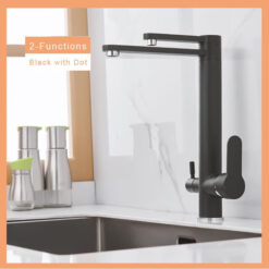 Chrome Purify Kitchen Faucet Dual Swivel Spout Three Way Kitchen Sink Mixer Tap Dual Water Outlet Drinking Water Faucet