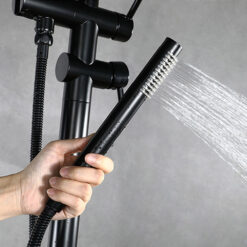 Brushed Gold Floor Stand Bathtub Faucet Black | Bathroom Freestanding Bathtub Faucet