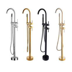 Brushed Gold Floor Stand Bathtub Faucet Black | Bathroom Freestanding Bathtub Faucet