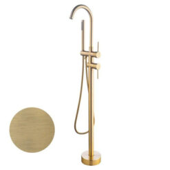 Brushed Gold Floor Stand Bathtub Faucet Black | Bathroom Freestanding Bathtub Faucet