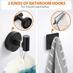 5-Pieces Matte Black Bathroom Hardware Set | Stainless Steel Round Wall Mounted Bathroom Accessories