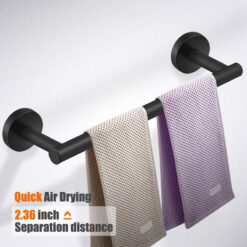 5-Pieces Matte Black Bathroom Hardware Set | Stainless Steel Round Wall Mounted Bathroom Accessories