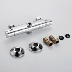 Bath Shower Faucet Thermostatic Faucets Wall Mounted Mixer Valve Tap Temperature Control Rain Shower Bathroom Twin Outlet