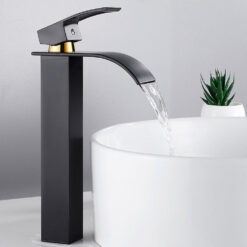 Bathroom Basin Faucet Deck Mount Waterfall Bathroom Faucet Vanity Vessel Sinks Mixer Tap Single Handle Cold And Hot Water Tap