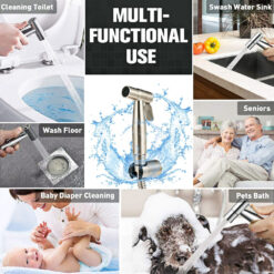 Handheld Toilet Bidet Faucet Sprayer Stainless Steel Bathroom Hand Bidet Spraye Set Toilet Self Cleaning Shower Head No Punch