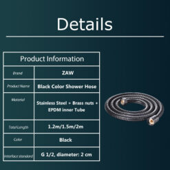 1.2M 1.5M Black Stainless Steel Shower Hose Handheld Shower Head Fittings Pipes Bathroom Accessories Hose Flexible Plumbing Pipe