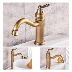 Antique Copper Bathroom Basin Faucet Europe Classic Style Cold And Hot Water Mixer Tap Sink Faucet Deck Mounted Single Handle