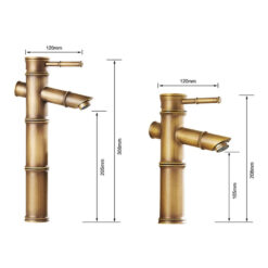 Bathroom Basin Faucet Antique Brass Bamboo Shape Faucet Bronze Finish Sink Faucet Single Handle Hot and Cold Water Mixer Tap