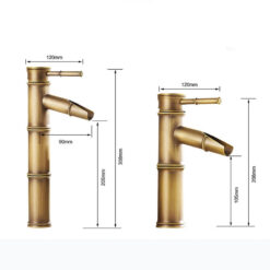 Bathroom Basin Faucet Antique Brass Bamboo Shape Faucet Bronze Finish Sink Faucet Single Handle Hot and Cold Water Mixer Tap
