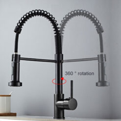 Deck Mounted Flexible Kitchen Faucets Pull Out Mixer Tap Black Hot Cold Kitchen Faucet Spring Style with Spray Mixers Taps