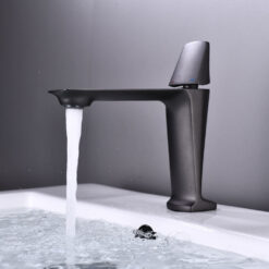 Basin Faucets Black Brass Faucet Hot and Cold Bathroom Sink Faucet Deck Mounted Toilet Nickel/Grey Color Mixer Water Tap