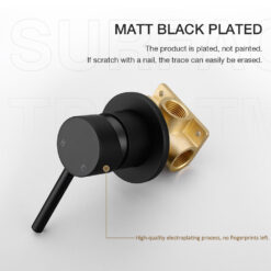 Brass Shower Valve Showers Faucet Diverter Control Valve Wall Mounted Mixer Valves for Spout Shower Head Matte Black & Chrome