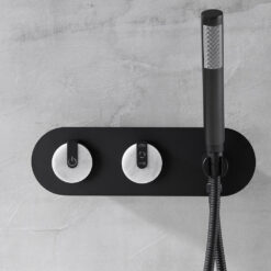 Freestanding Bathtub Faucet Tub Filler Jade Dual Handle Floor Mount Bathroom Faucet with Handheld Shower Bath Mixer Tap