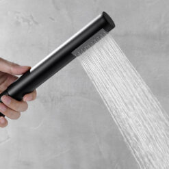 Freestanding Bathtub Faucet Tub Filler Jade Dual Handle Floor Mount Bathroom Faucet with Handheld Shower Bath Mixer Tap