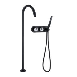 Freestanding Bathtub Faucet Tub Filler Jade Dual Handle Floor Mount Bathroom Faucet with Handheld Shower Bath Mixer Tap