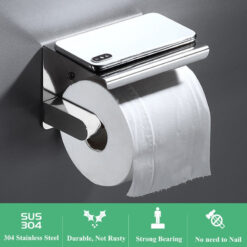 Free-punch 304Stainless Steel Toilet Paper Roll Holder Toilet Paper Towel Rack Anti-rust Waterproof Toilet Paper Shelf Dispenser