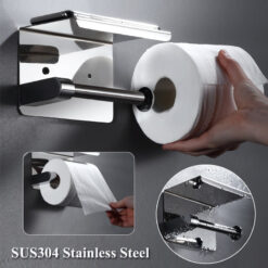 Free-punch 304Stainless Steel Toilet Paper Roll Holder Toilet Paper Towel Rack Anti-rust Waterproof Toilet Paper Shelf Dispenser