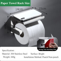 Free-punch 304Stainless Steel Toilet Paper Roll Holder Toilet Paper Towel Rack Anti-rust Waterproof Toilet Paper Shelf Dispenser