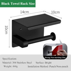 Free-punch 304Stainless Steel Toilet Paper Roll Holder Toilet Paper Towel Rack Anti-rust Waterproof Toilet Paper Shelf Dispenser
