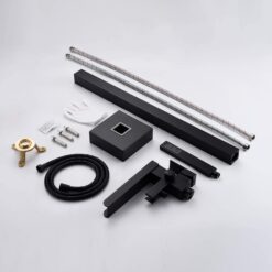 Freestanding Bathtub Faucet Floor Mount Tub Filler Single Handle Brass Tap with Hand Shower and Swivel Spout