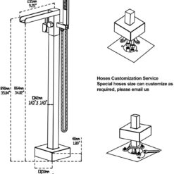 Freestanding Bathtub Faucet Floor Mount Tub Filler Single Handle Brass Tap with Hand Shower and Swivel Spout