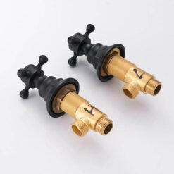 Basin Faucets Wall Mounted Brass Bathroom Sink Basin Mixer Tap Faucet 3 Pcs Black Faucet Dual Handle Sink Mixer Taps