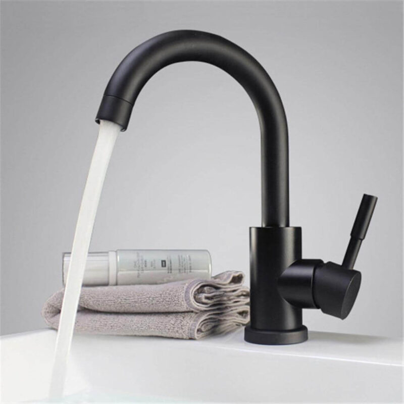 Black and White color 304 Stainless Steel Polished Bathroom Basin Mixer Dual Sink Rotatable Basin Faucet Kitchen Mixer
