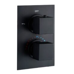 Bathroom Shower Set Matte Black Rain Shower Faucet Wall or Ceiling Mounted Thermostatic Valve System 8-12