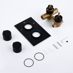 Bathroom Shower Set Matte Black Rain Shower Faucet Wall or Ceiling Mounted Thermostatic Valve System 8-12