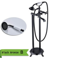 Brass Floor Mounted Tub Sink Faucet Dual Handle Bathroom Freestanding Bathtub Mixer Tap