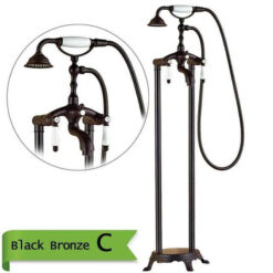 Brass Floor Mounted Tub Sink Faucet Dual Handle Bathroom Freestanding Bathtub Mixer Tap