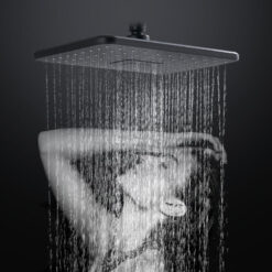 Black Shower Column Set | Bathroom Multifunction Shower Faucet | Brass Shower Mixer with Soap Dish Holder