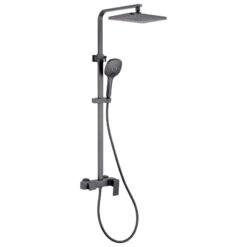 Black Shower Column Set | Bathroom Multifunction Shower Faucet | Brass Shower Mixer with Soap Dish Holder